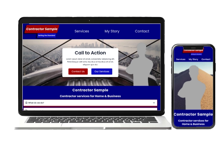 Contractor Sample mockup with desktop and mobile views